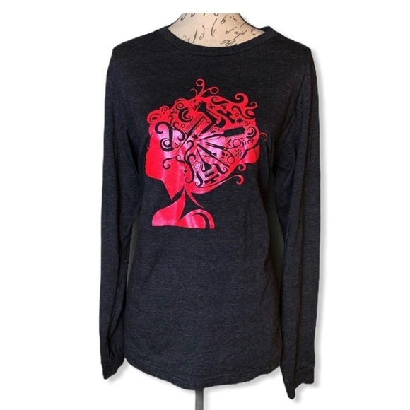 Bella Canvas Charcoal Grey Pink Metallic Tee - Picture 1 of 4